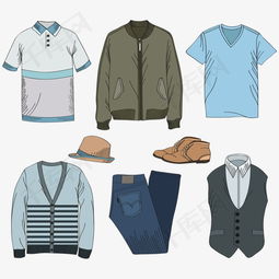 8款男士服裝與鞋帽矢量素材免費下載 - 高清PSD裝飾圖案 | 千庫網編號4334593